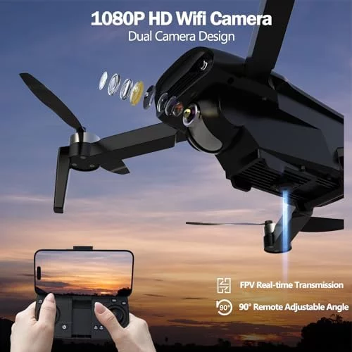 LMRC-12 Drone with 1080p UHD Camera for Adults Beginner, Foldable 2.4GHz FPV Drone, Less than 249g, RC Quadcopter Toys Gifts with Brushless Motor, Altitude Hold, Follow Me, 2 Batteries, Black 4 LMRC-12 Drone with 1080p UHD Camera for Adults Beginner, Foldable 2.4GHz FPV Drone, Less than 249g, RC Quadcopter Toys Gifts with Brushless Motor, Altitude Hold, Follow Me, 2 Batteries, Black - Image 4